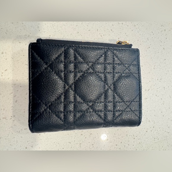 Dior Caro Dahlia black supple calfskin small wallet - Picture 3 of 6